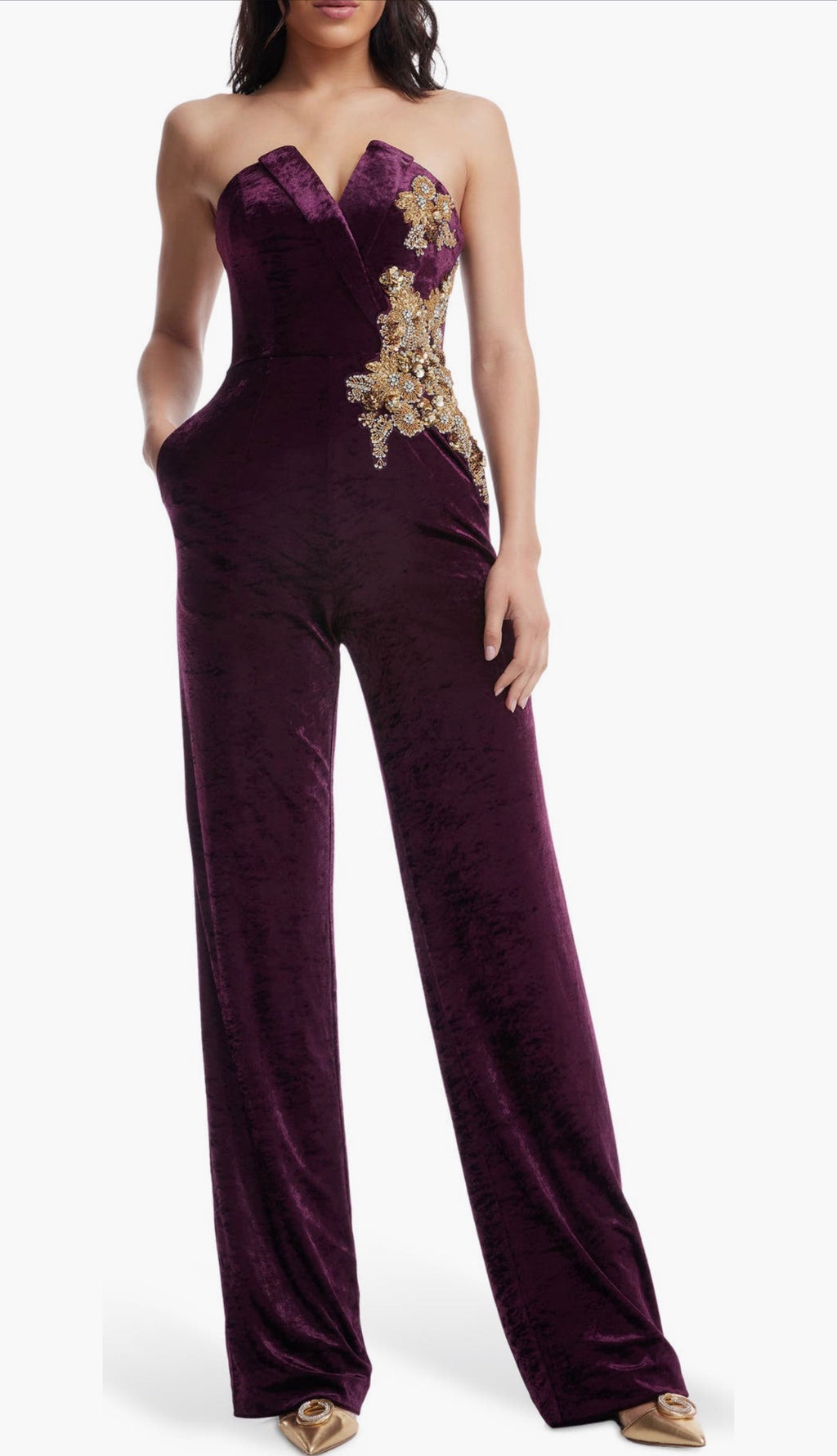 Dress the Population
Beck Sequin Strapless
Velvet Jumpsuit
Color: Deep Plum Sz XS $488