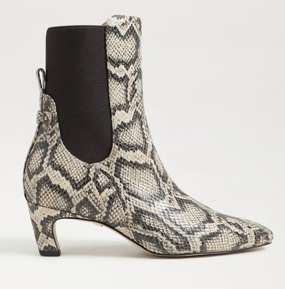 Sam Edelman Margo Kitten Heel Booties – Roccia Grey Snake Print – Size 6