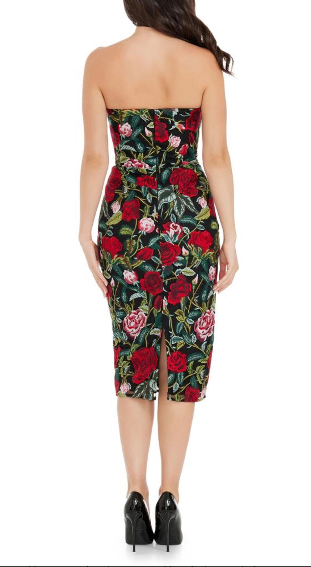 Dress The Population Cosette Floral Embroidered Strapless Body-Con Dress Small $298