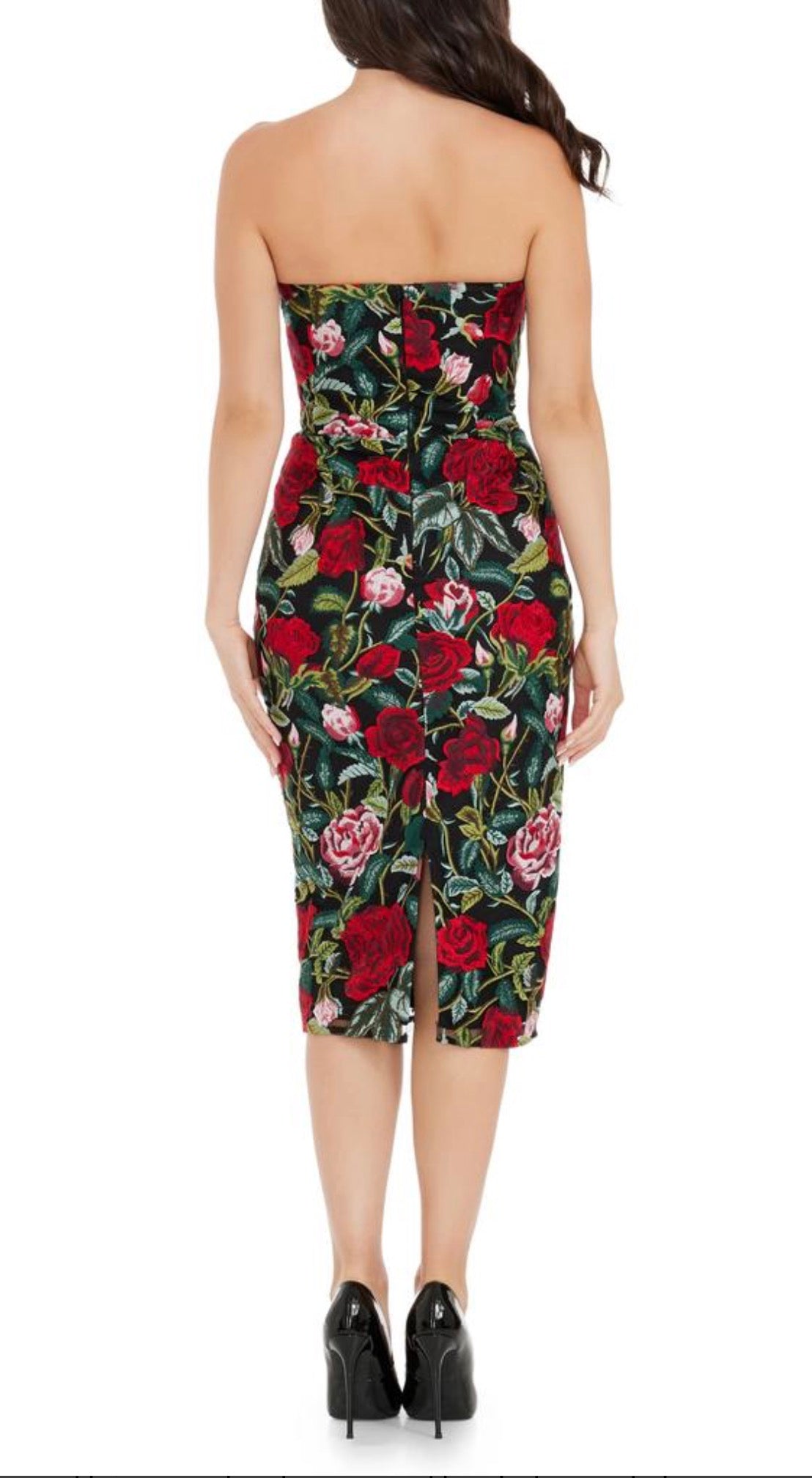 Dress The Population Cosette Floral Embroidered Strapless Body-Con Dress Small $298