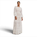 Dress the Population Lyra White Embroidered Tiered Maxi Gown
Puff Sleeve Medium