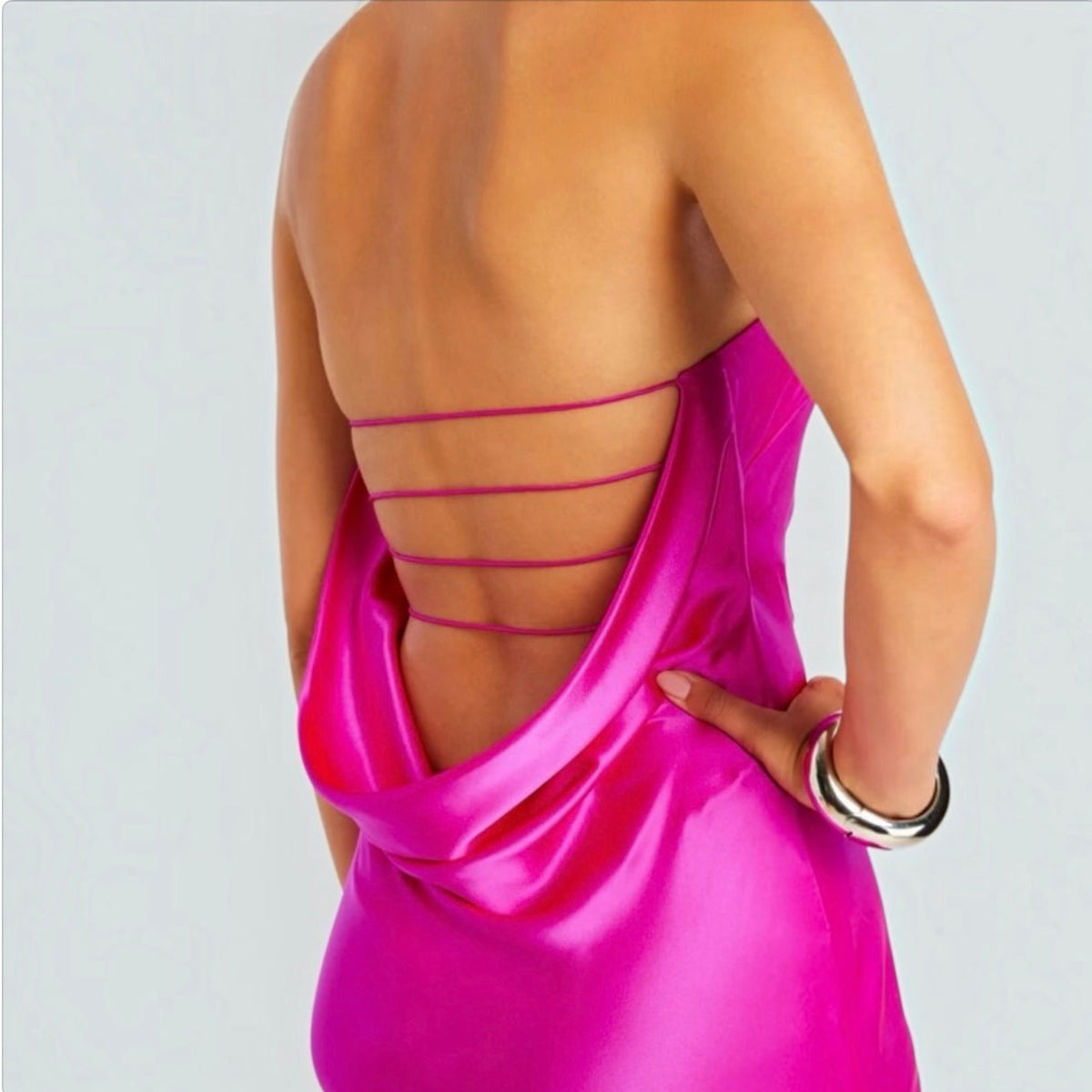 Retrofête KEATON SILK Maxi DRESS in Neon Pink Sz Large