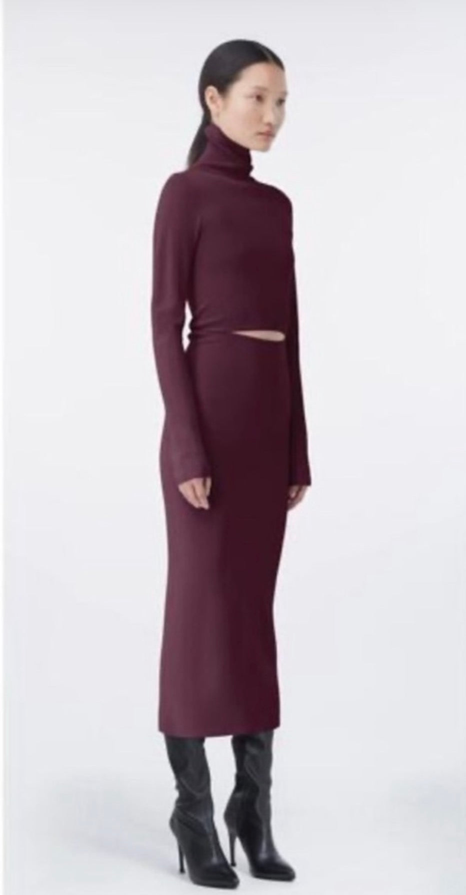 GAUGE81 Suno Long Sleeve Cut Out Midi Dress Merlot Sz 36 US Small