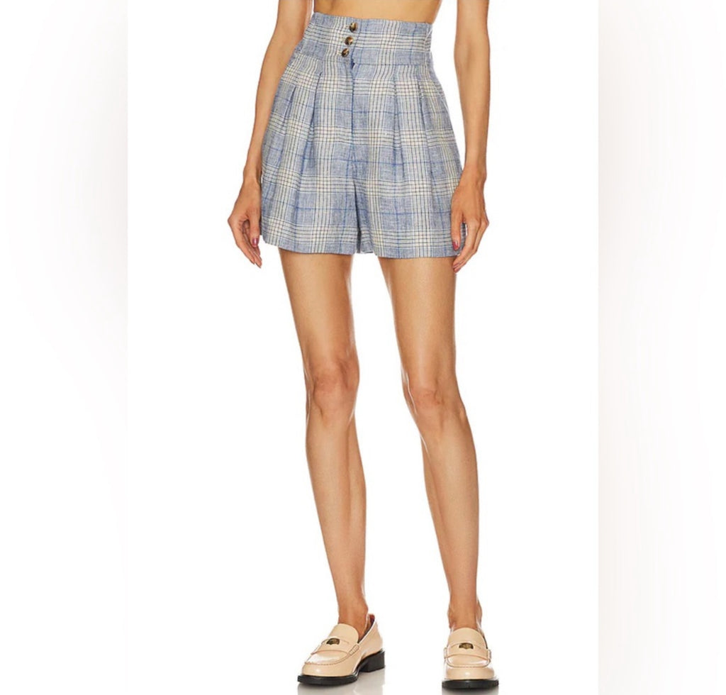 VERONICA BEARD Alicia Wool Bend Short in Blue Multi Sz 4 $378