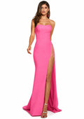 Sherri Hill 52987 Candy Pink Strapless High Slit Gown Dress Size 12 $450