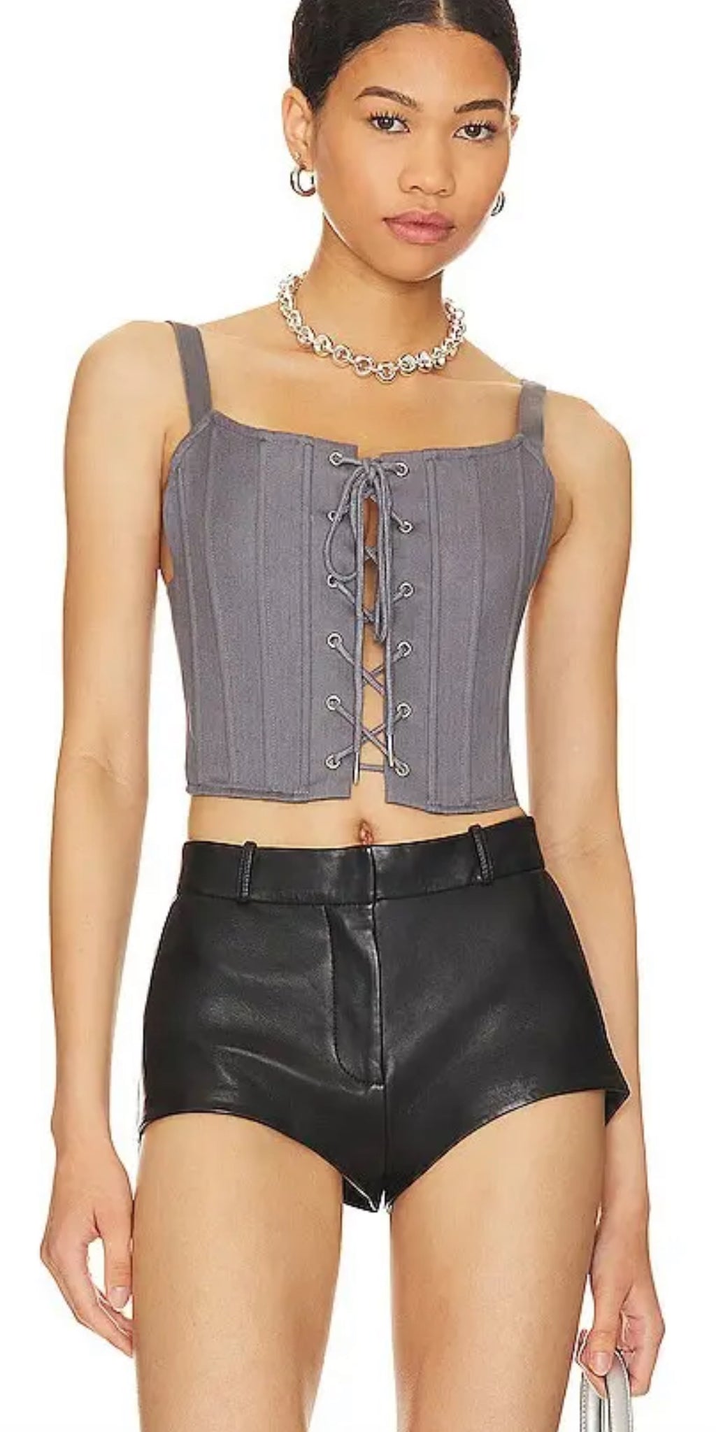 OW Collection Xen Corset Top in Dark Grey $145