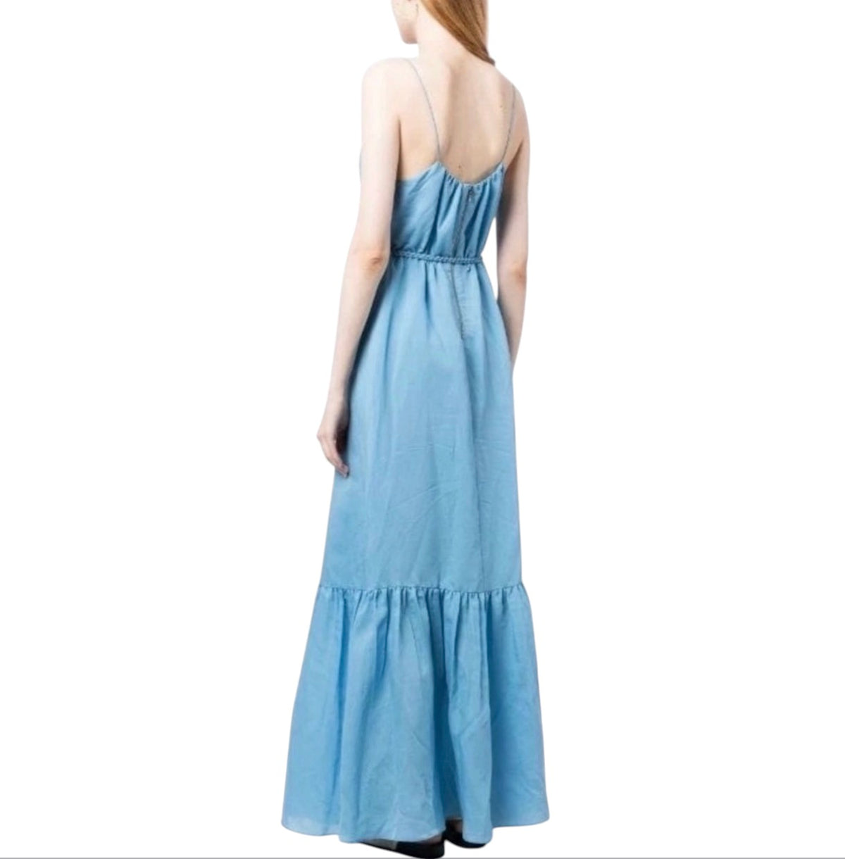Alice + Olivia Jayda ruffled Lyocell-blend voile maxi dress Blue Sz 2