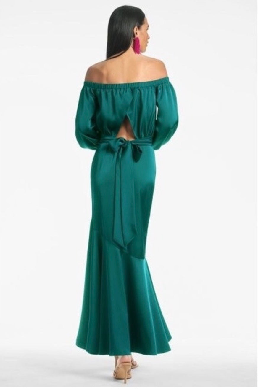Sachin & Babi Kai Satin Crepe Off Shoulder Dress in Dragonfly Sz 8 $450
