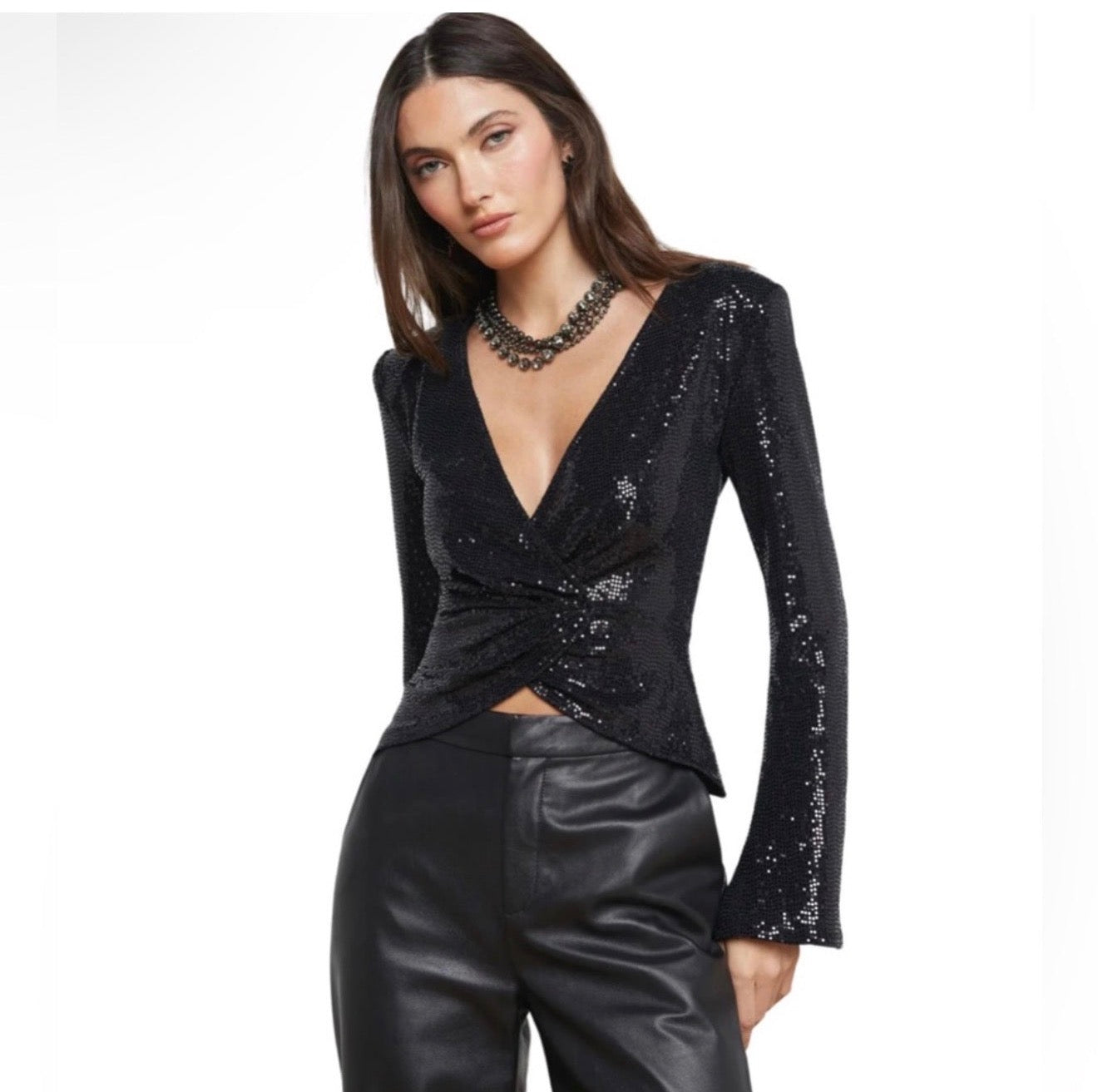 L'AGENCE Katya Bell Sleeve
Top Sequin Black Small