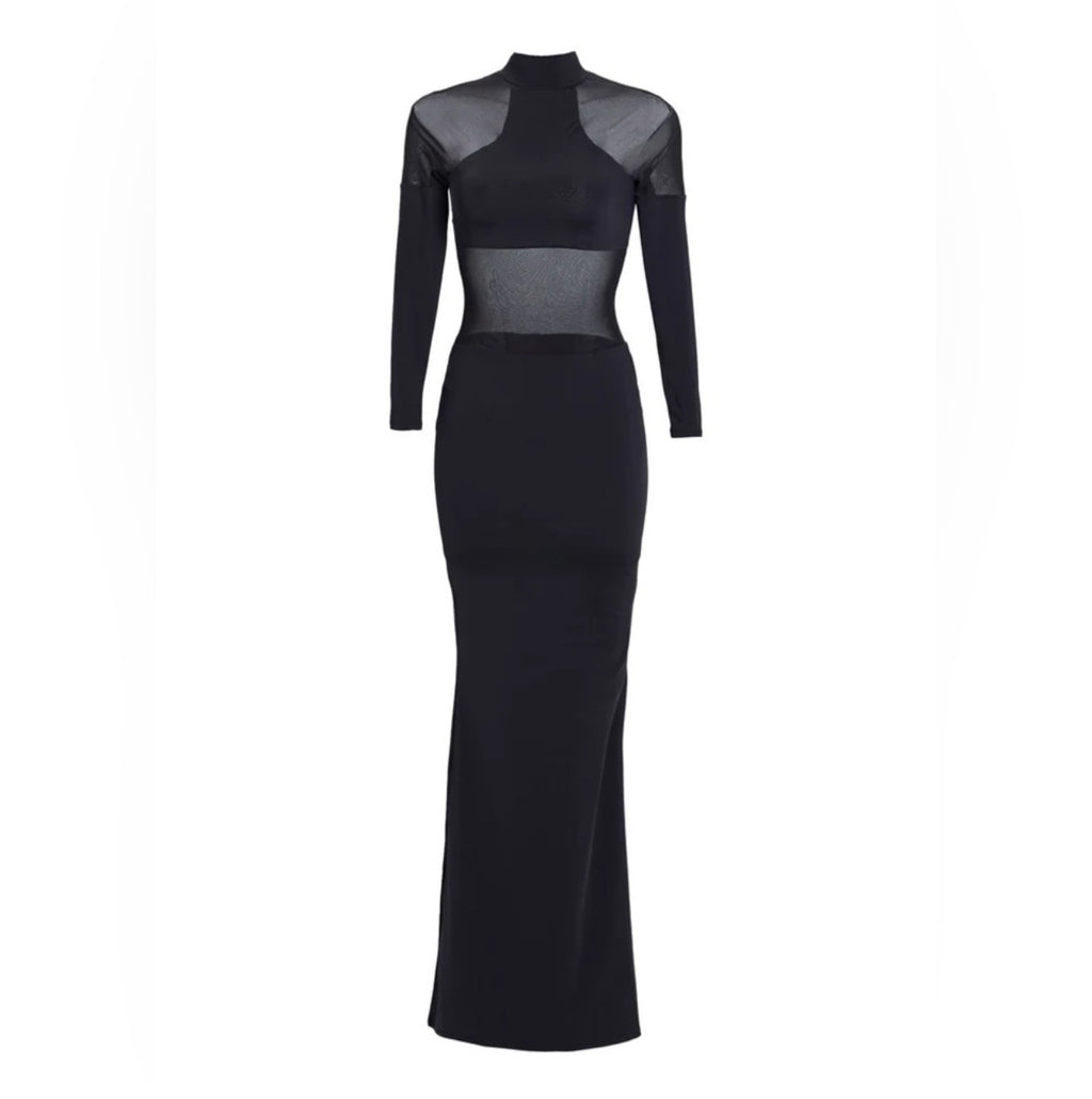 Ser.o.ya Kaya Mesh Cut Out Maxi Dress Black Sz Large $328