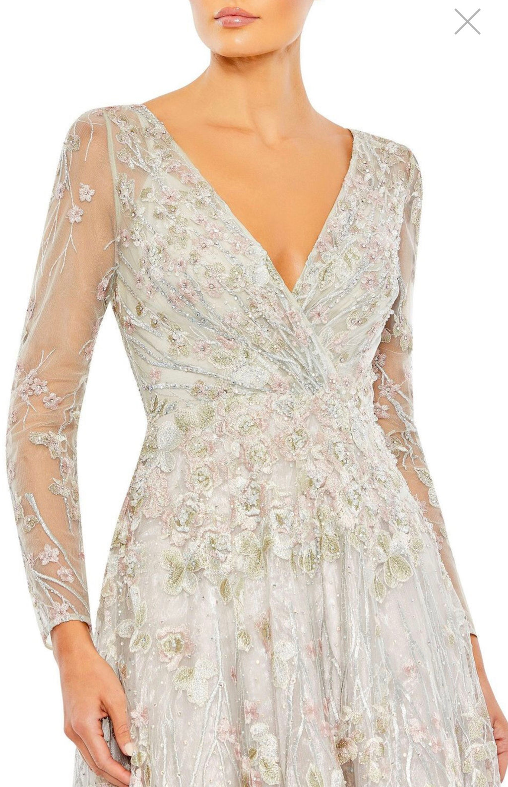 Mac Duggal 20402 Pastel Multi Embroidered Beaded Mesh Gown Size 6 $798