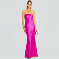 Retrofête KEATON SILK Maxi DRESS in Neon Pink Sz Large
