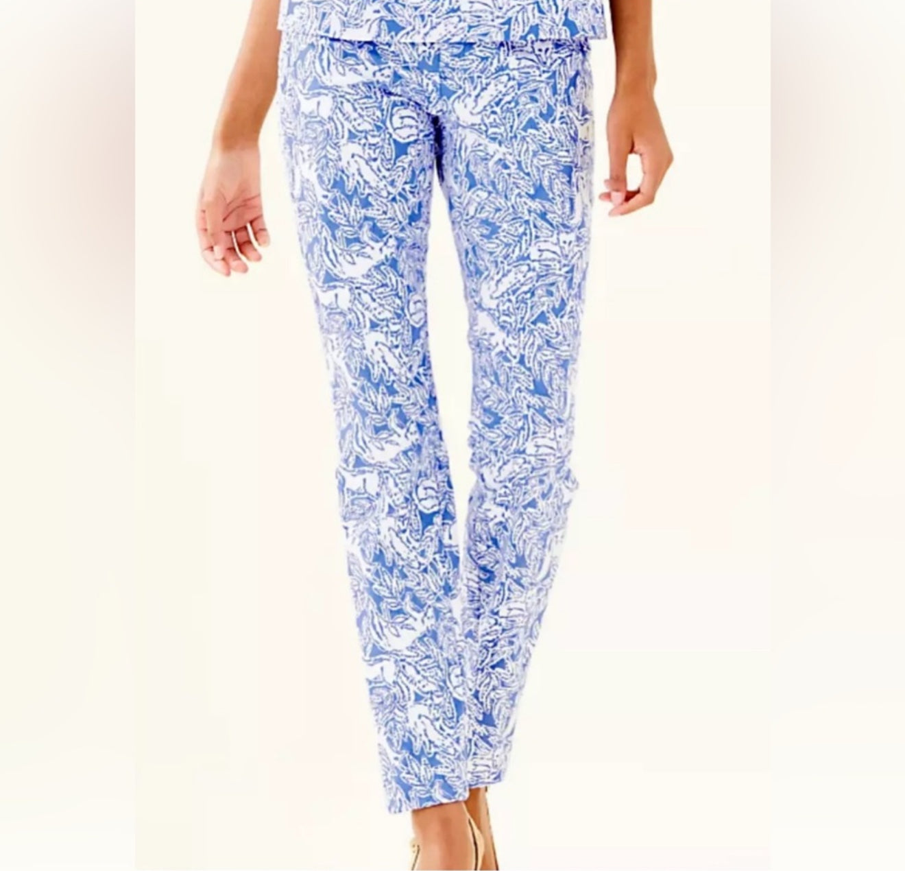 Lilly Pulitzer Kelly Skinny Ankle Pant in Costal Blue Fancy Feet Sz 0 $148