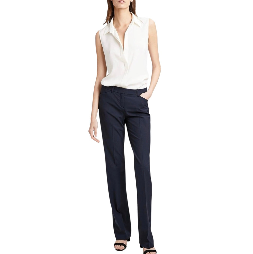 THEORY Tanelis Sleeveless Silk Georgette Top Ivory Size P