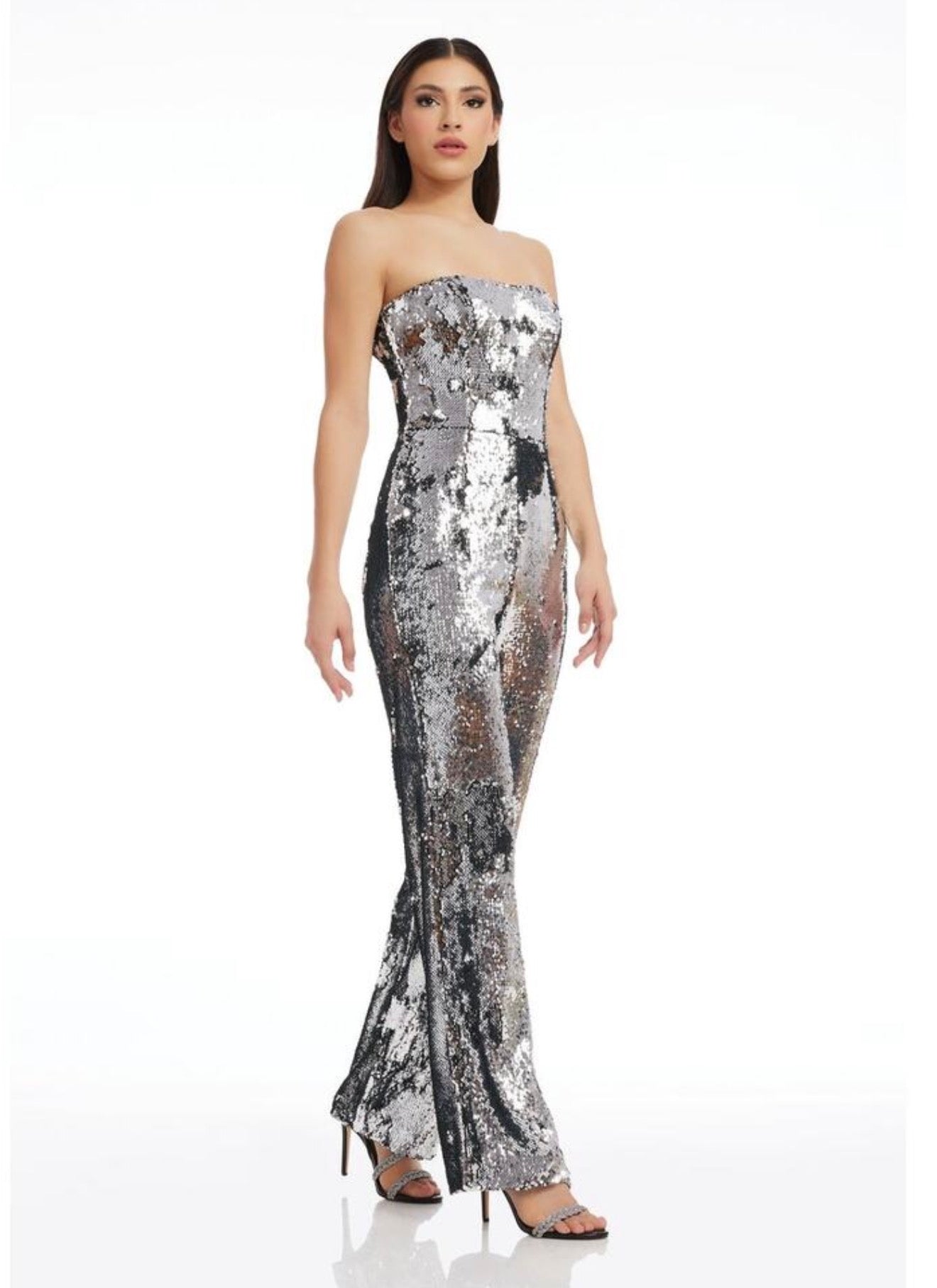 Dress the Population
Andy Sequin
Strapless Jumpsuit Silver Sz XXS $316