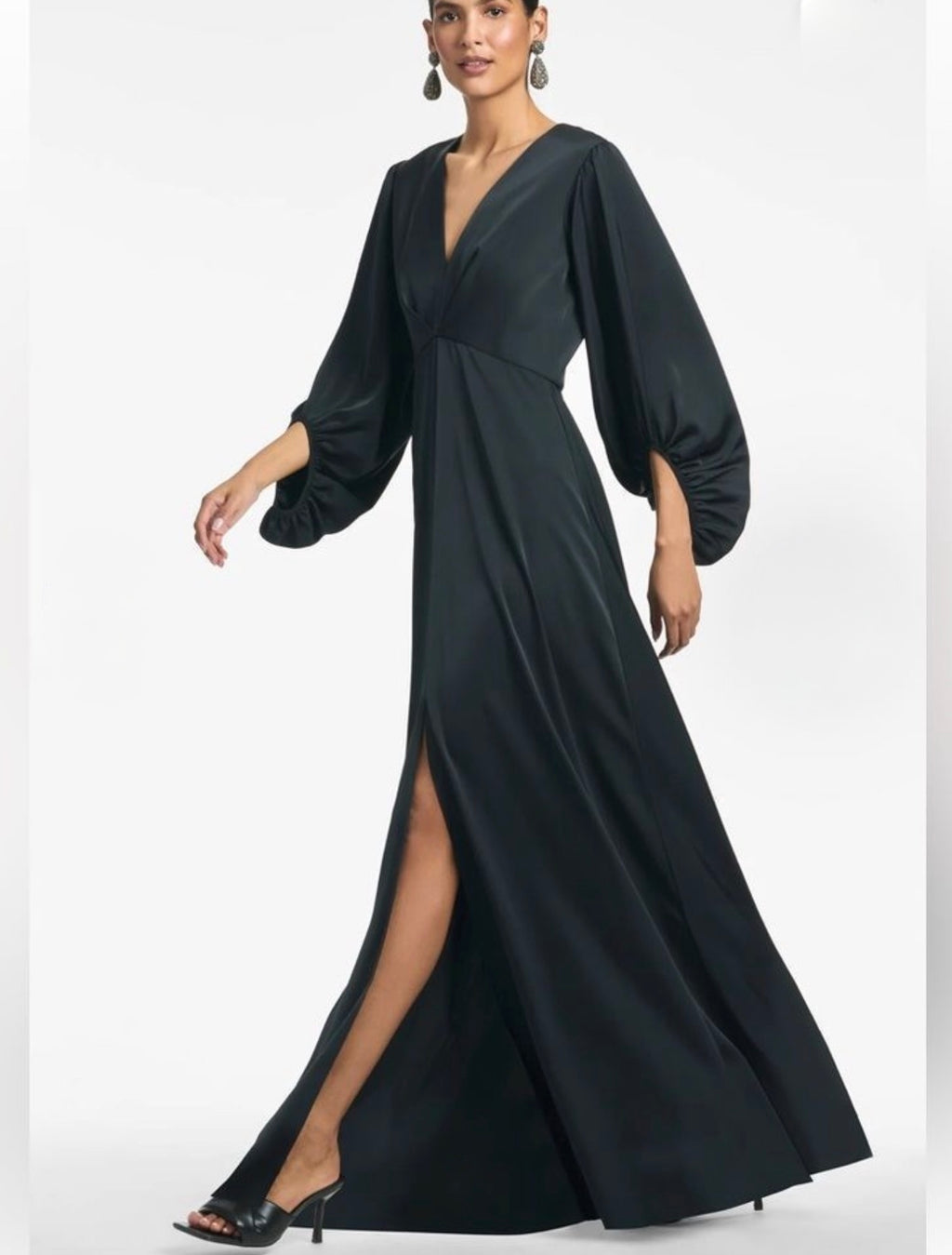 Sachin & Babi Jenny Black Satin Crepe Gown Size 4 $795