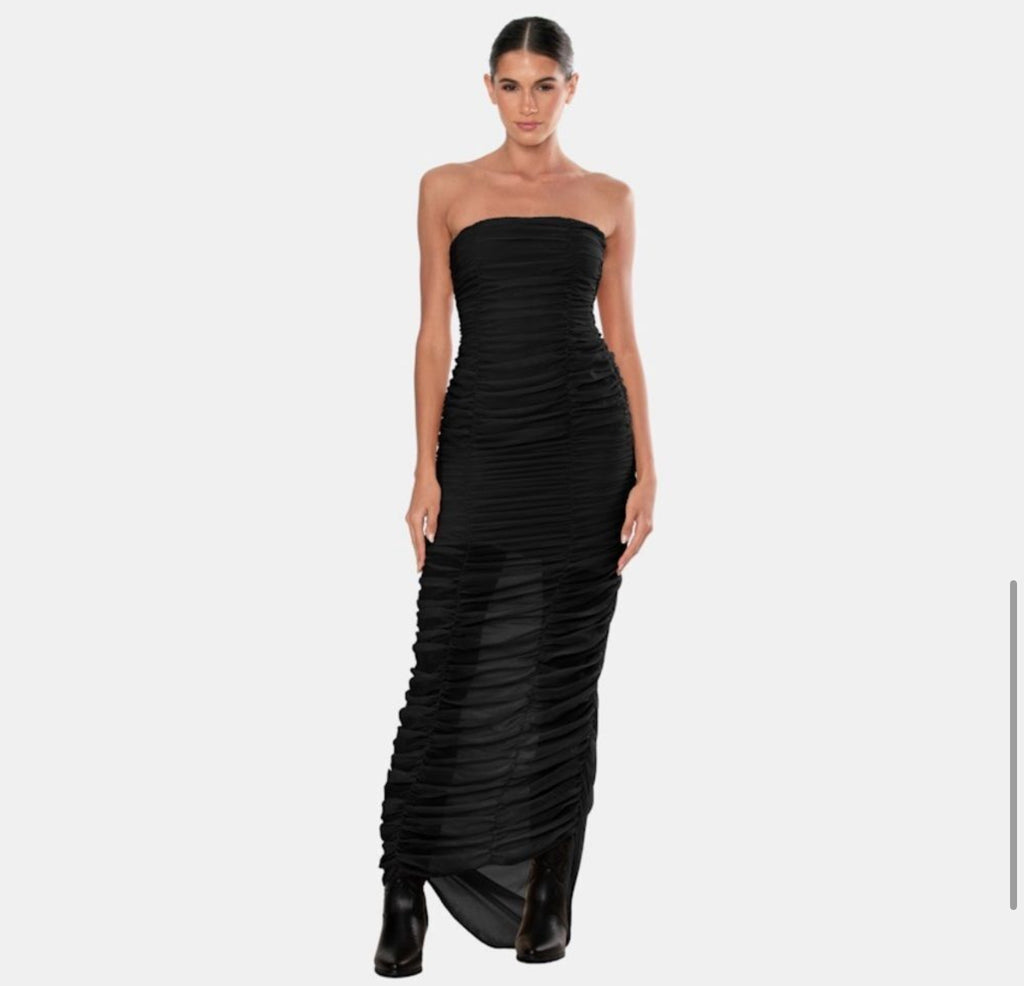 OW Collection SANDY Chiffon Maxi Dress in Black Caviar Sz Medium
$270