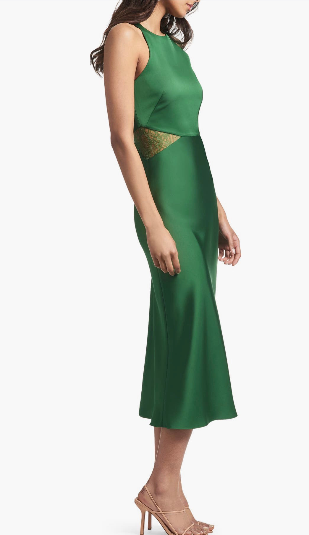 Sachin & Babi Drew Lace Cutout Satin Crepe Dress in Emerald Green Size 2 $465