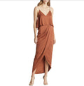 SHONA JOY Luxe Frill Tulip Hem Maxi Dress Mocha Size 8