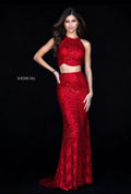 Sherri Hill 52063 Red Two Piece Sequin Gown NWT Size 6 $598
