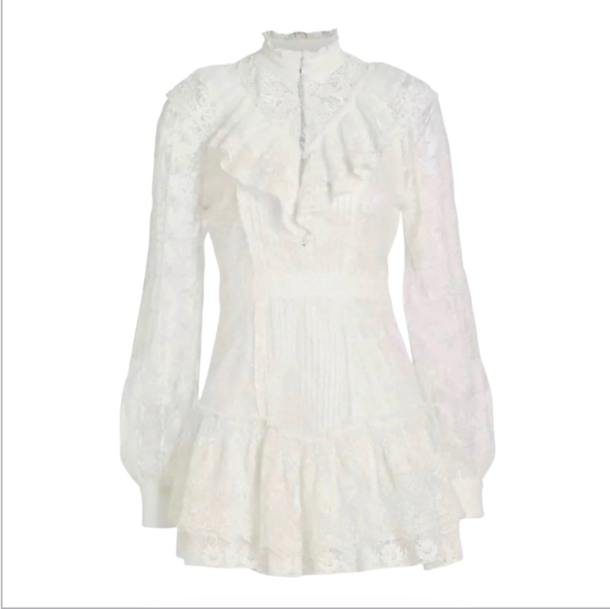 LoveShackFancy Trisha
Ruffled Lace Mini Dress in True White Sz 4