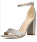 Sam Edelman Yaro Ankle Strap Block Heel Sandal in Pewter Metallic Sz 9 $130