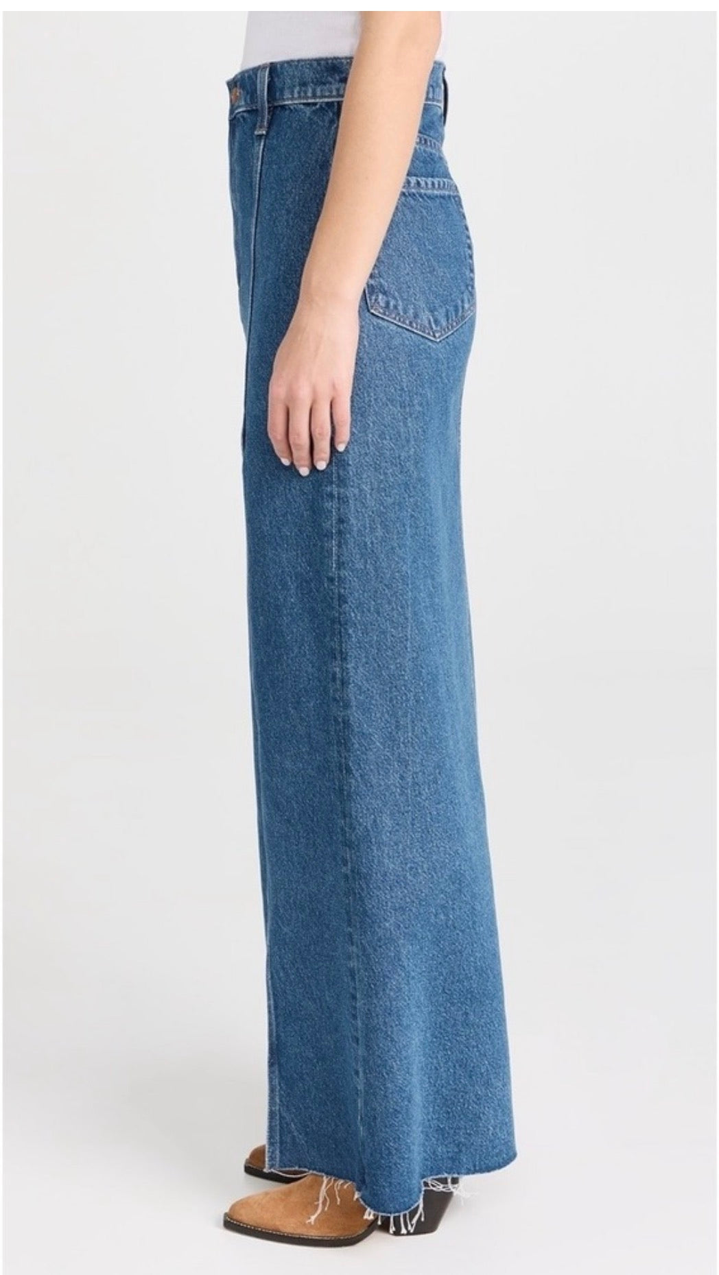 MOTHER SNACKS! Lickity Split Fray Denim Maxi Skirt Size 28 $298