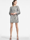 Sachin & Babi Cameron Sequin Mini Dress Silver Cowl Back Size 8 $395