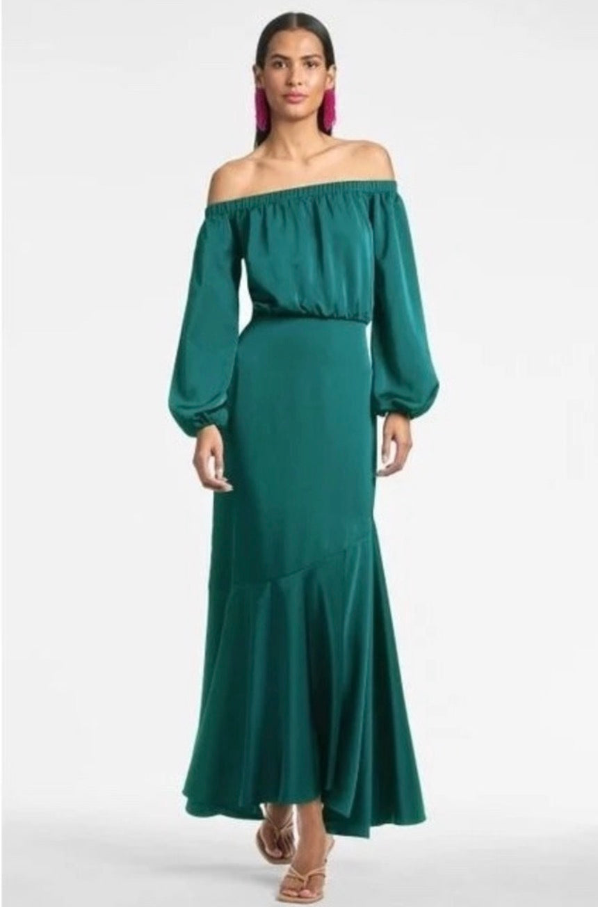 Sachin & Babi Kai Satin Crepe Off Shoulder Dress in Dragonfly Sz 8 $450
