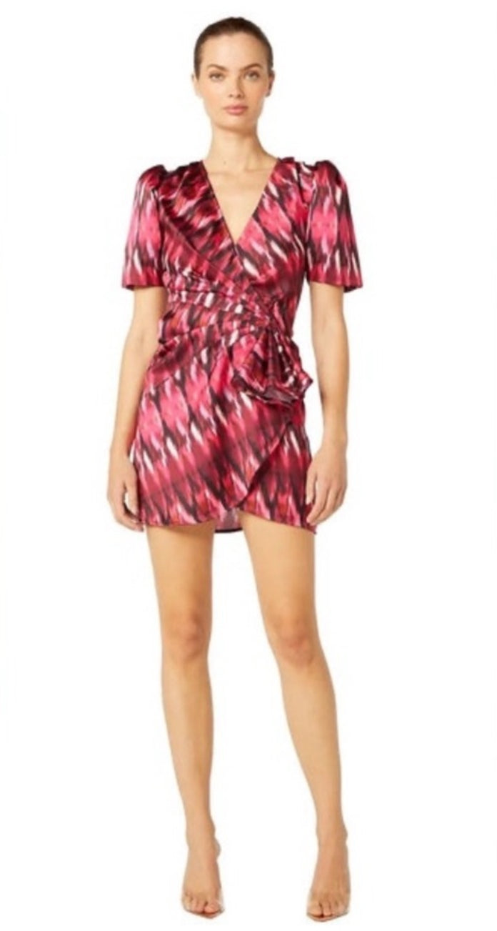 Misa Los Angeles Amina Pleated Draped Satin Mini Wrap Dress Sz Small
$325