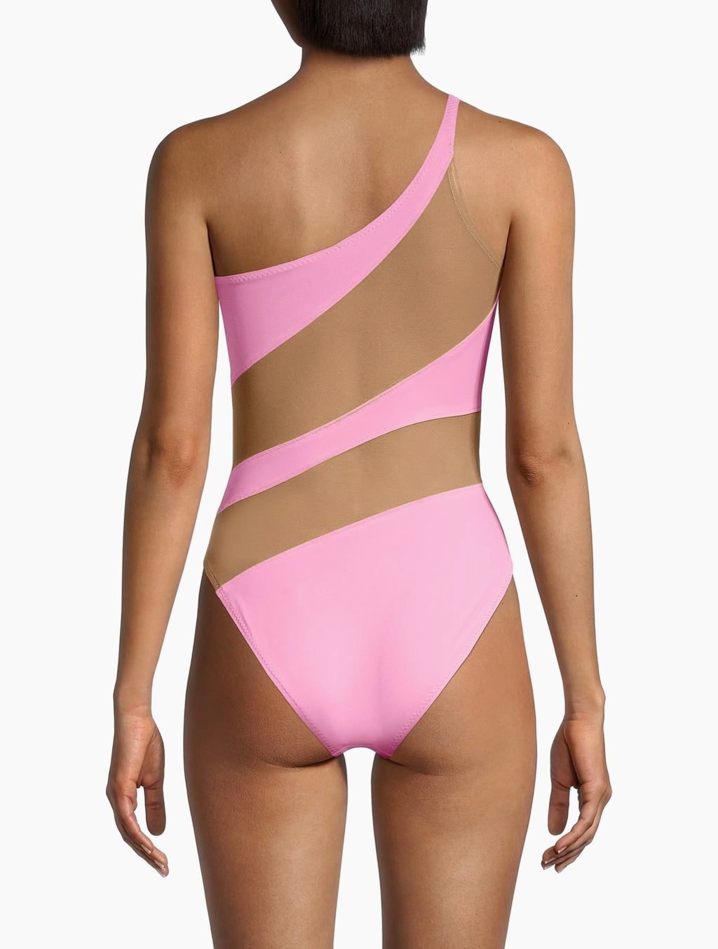 Norma Kamali Mio Mesh Cut-Out One Shoulder Swimsuit Candy Pink XS NWT
$265