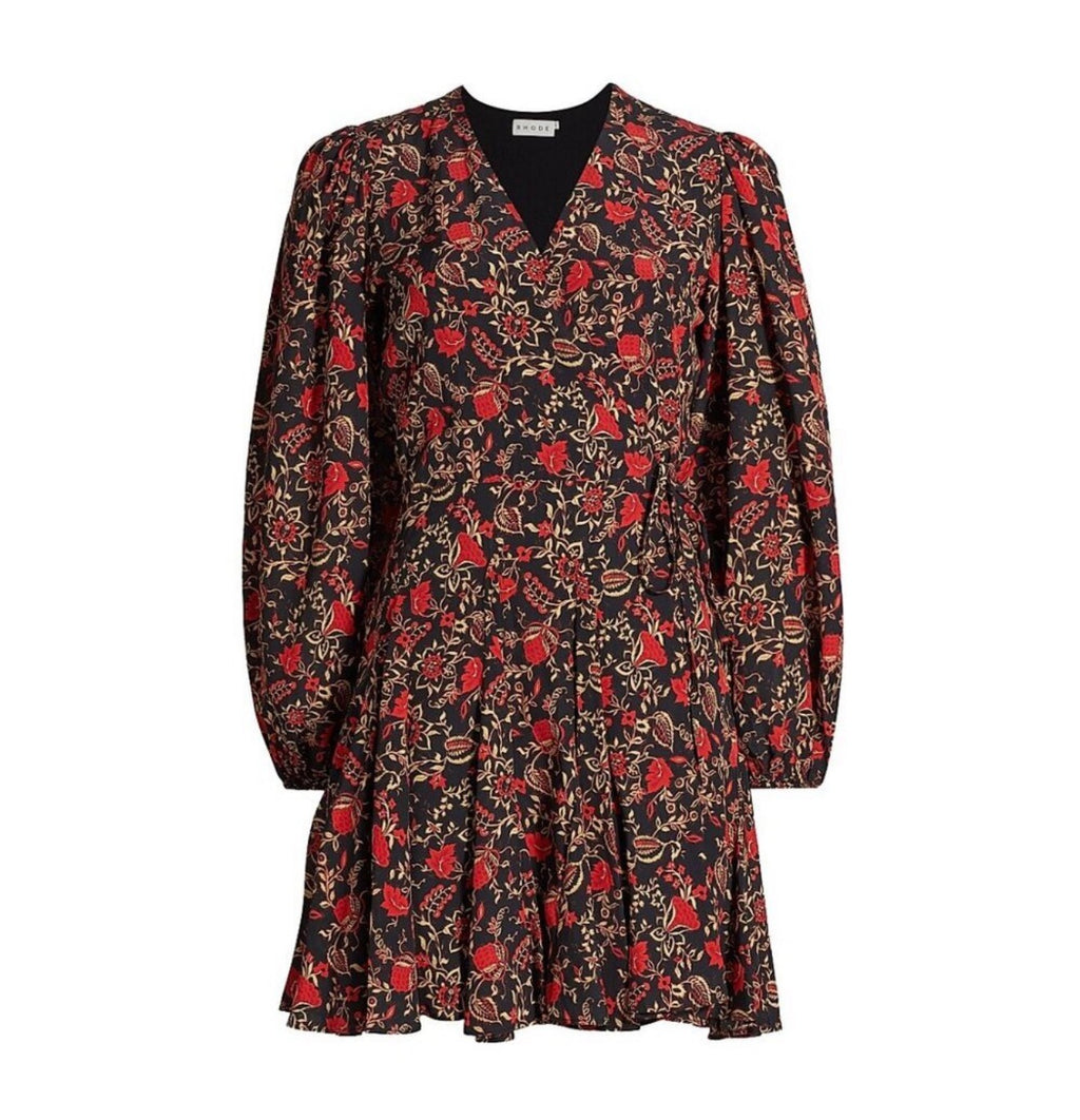 RHODE CARO FLORAL PRINT MINI Wrap DRESS in LA TOILE XS $565