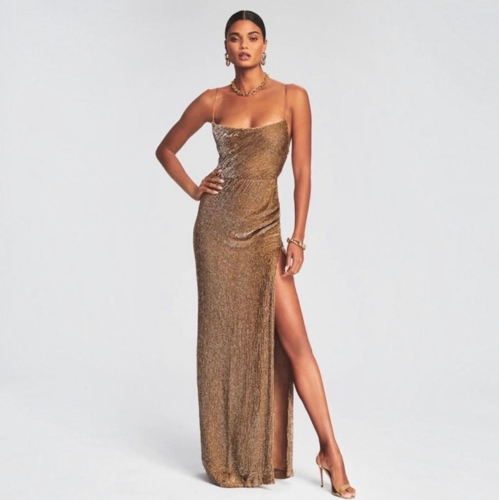 RETROFÊTE KATYA SEQUIN
DRESS IN BRONZE Sz XS