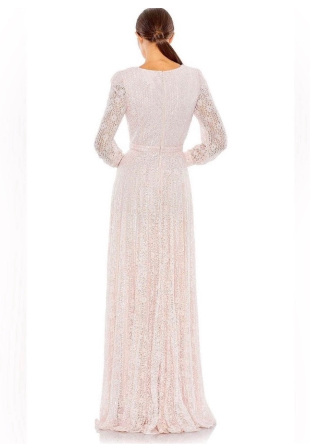 Mac Duggal 93679D BeadedLace Long Sleeve Wrap Over Gown Sz 20 $698