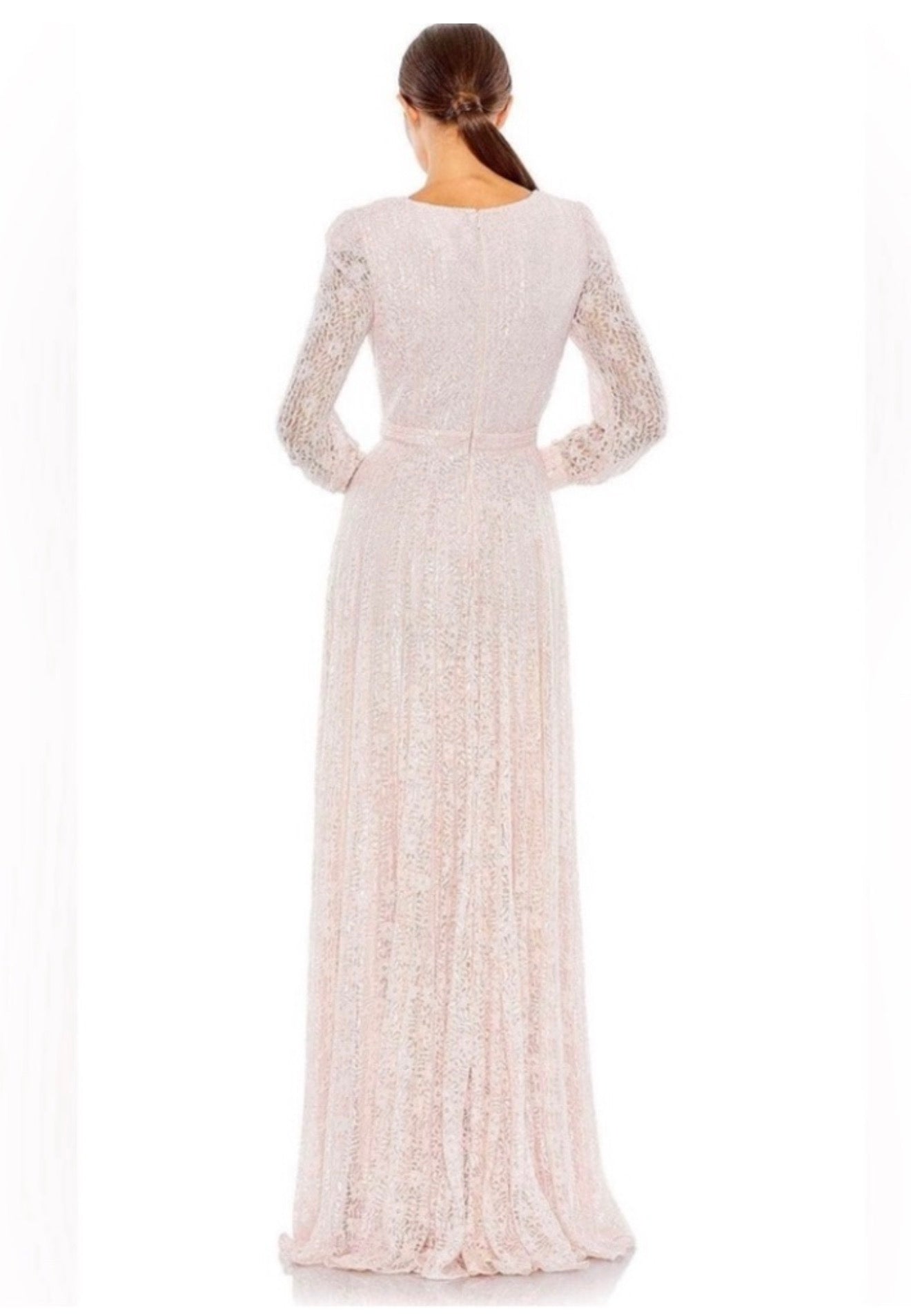 Mac Duggal 93679D BeadedLace Long Sleeve Wrap Over Gown Sz 20 $698