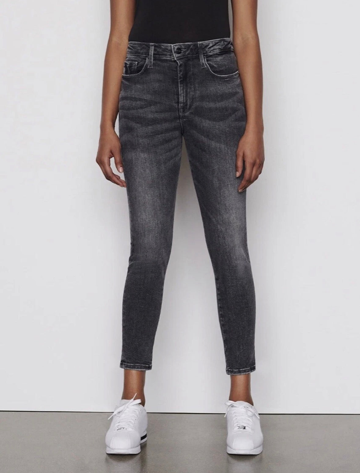 FRAME Le One Skinny Crop Gray Acid Wash Sz 2