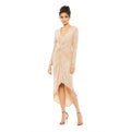 Mac Duggal  Sequin Knotted Long Sleeve Midi Dress Rose Gold Sz 10