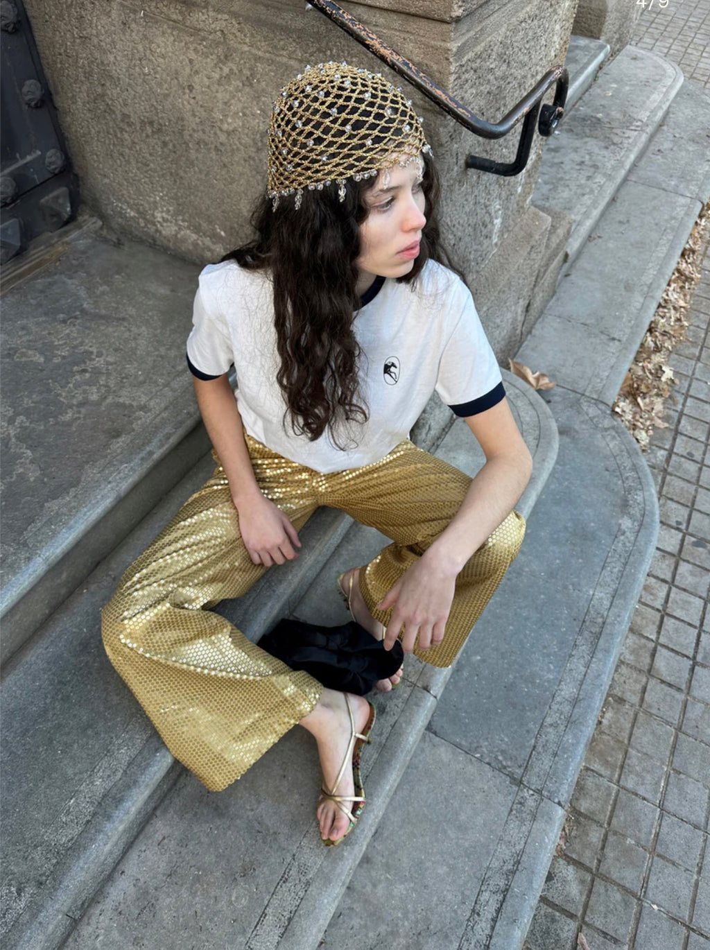 SLEEPER Supernova Gold Sequin Pants Sz Small $158