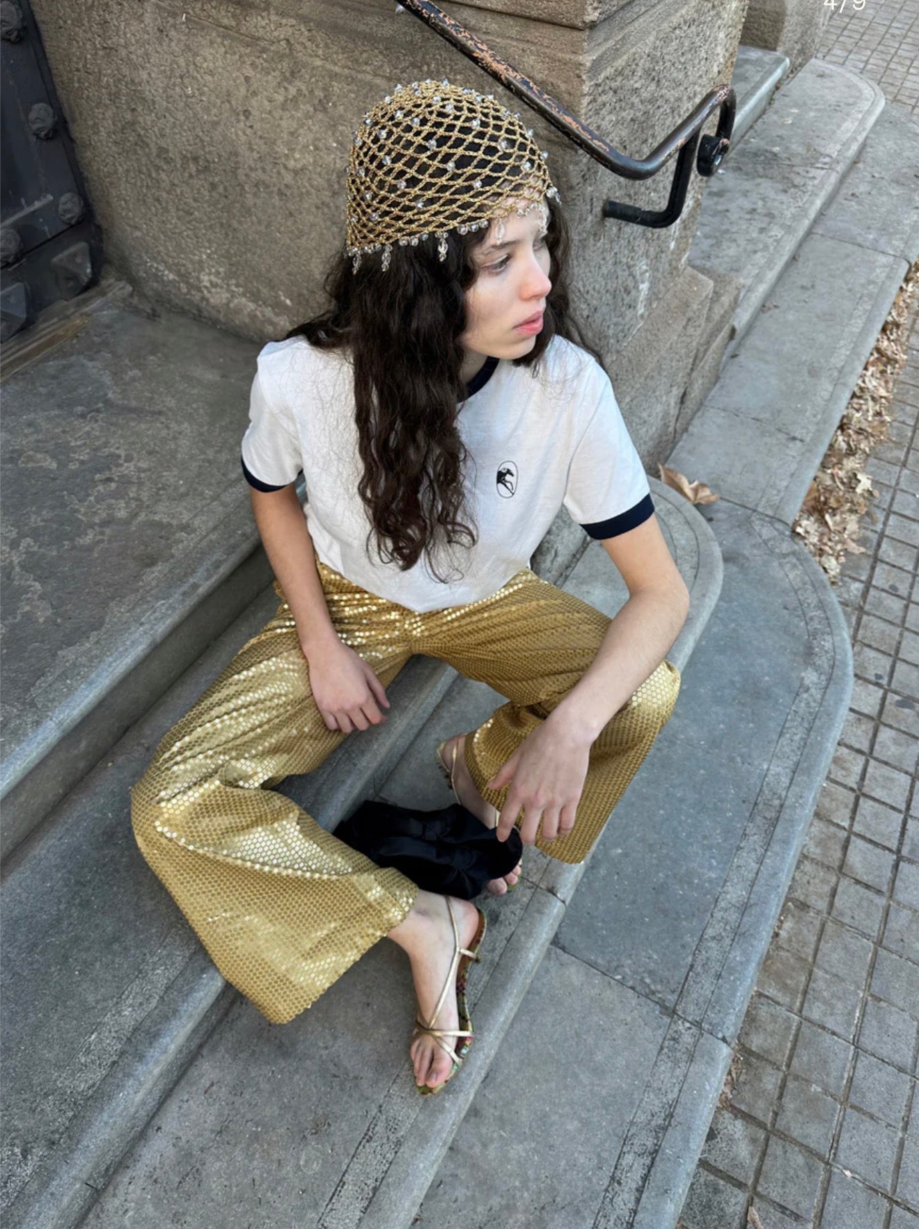 SLEEPER Supernova Gold Sequin Pants Sz Small $158