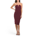 DRESS the Population Perla Strapless Cocktail Midi Dress Burgandy Sz Small