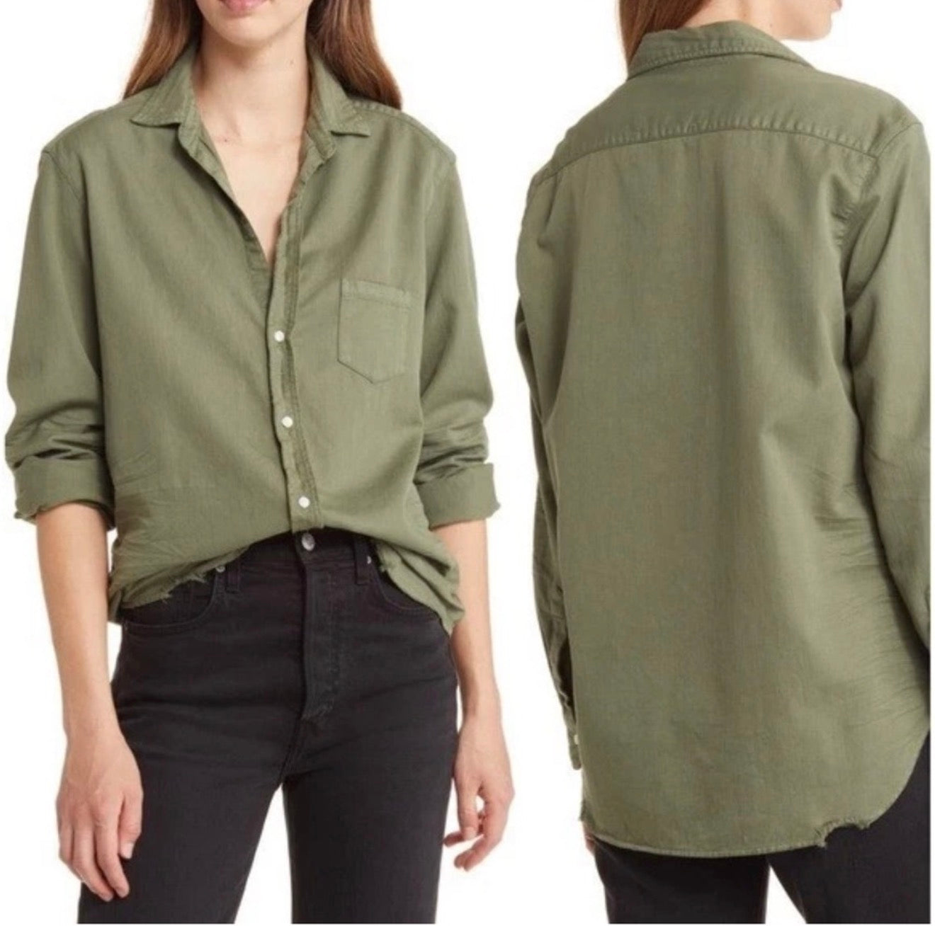 Frank & Eileen EILEEN Relaxed Button-Up Shirt in Army Green Sz XS
$228