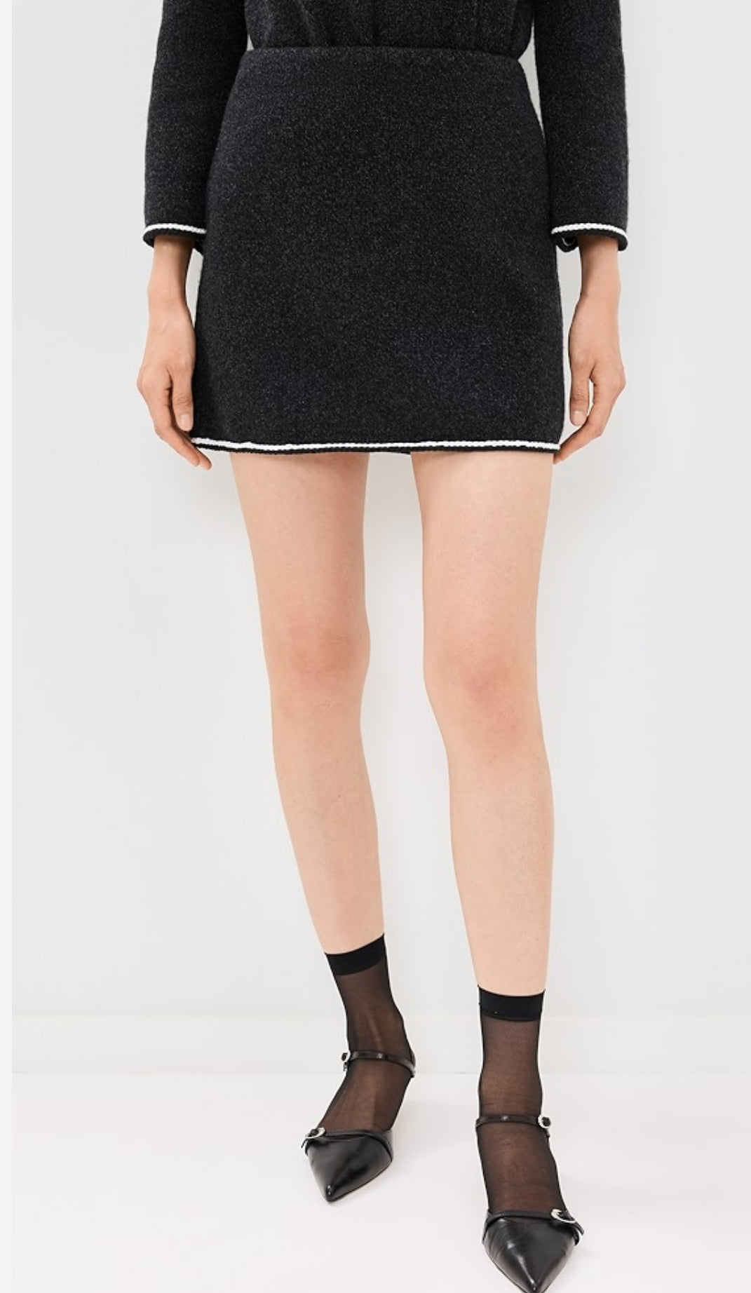 Theory TWEED MINI J Cashmere Felted Tweed Skirt Sz Medium in Black Multi $395