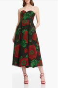 Dress the Population Maisy Strapless Fit & Flare
Cocktail Midi Dress
Color: Black Multi $448 Sz Small