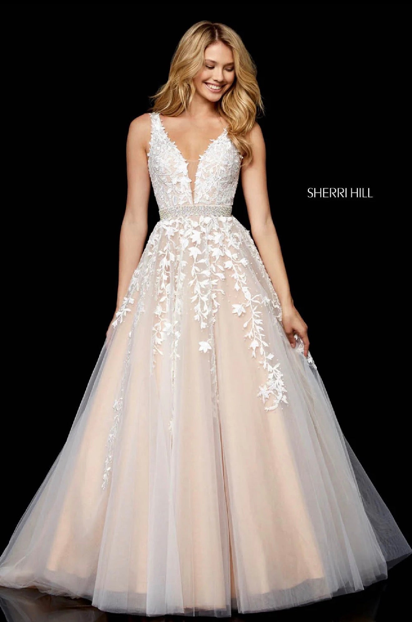 Sherri Hill 11335 Ivory Nude Lace
Ball Gown $898