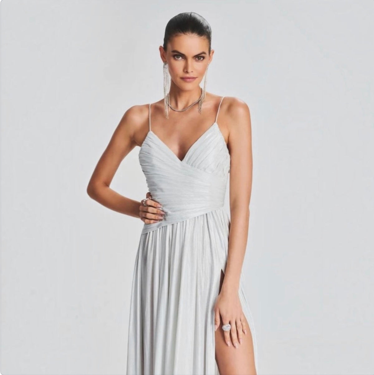 Retrofete DOSS DRESS in Silver/ White Sz Medium