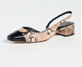 Veronica Beard Cecile Slingback Pumps Latte/Black Snake Embossed Size 7