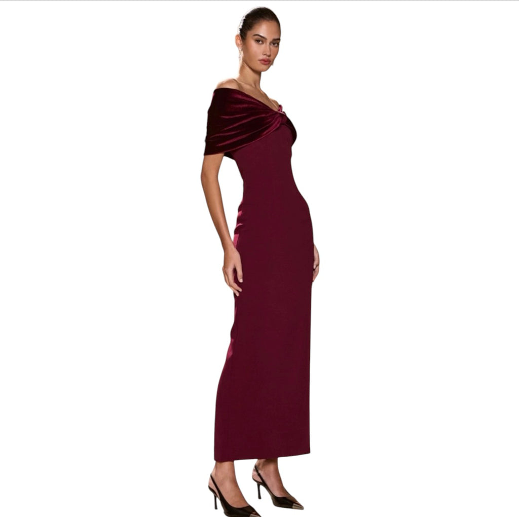 Sonya Moda Belluno Off-Shoulder Maxi Dress Redwood Size Large