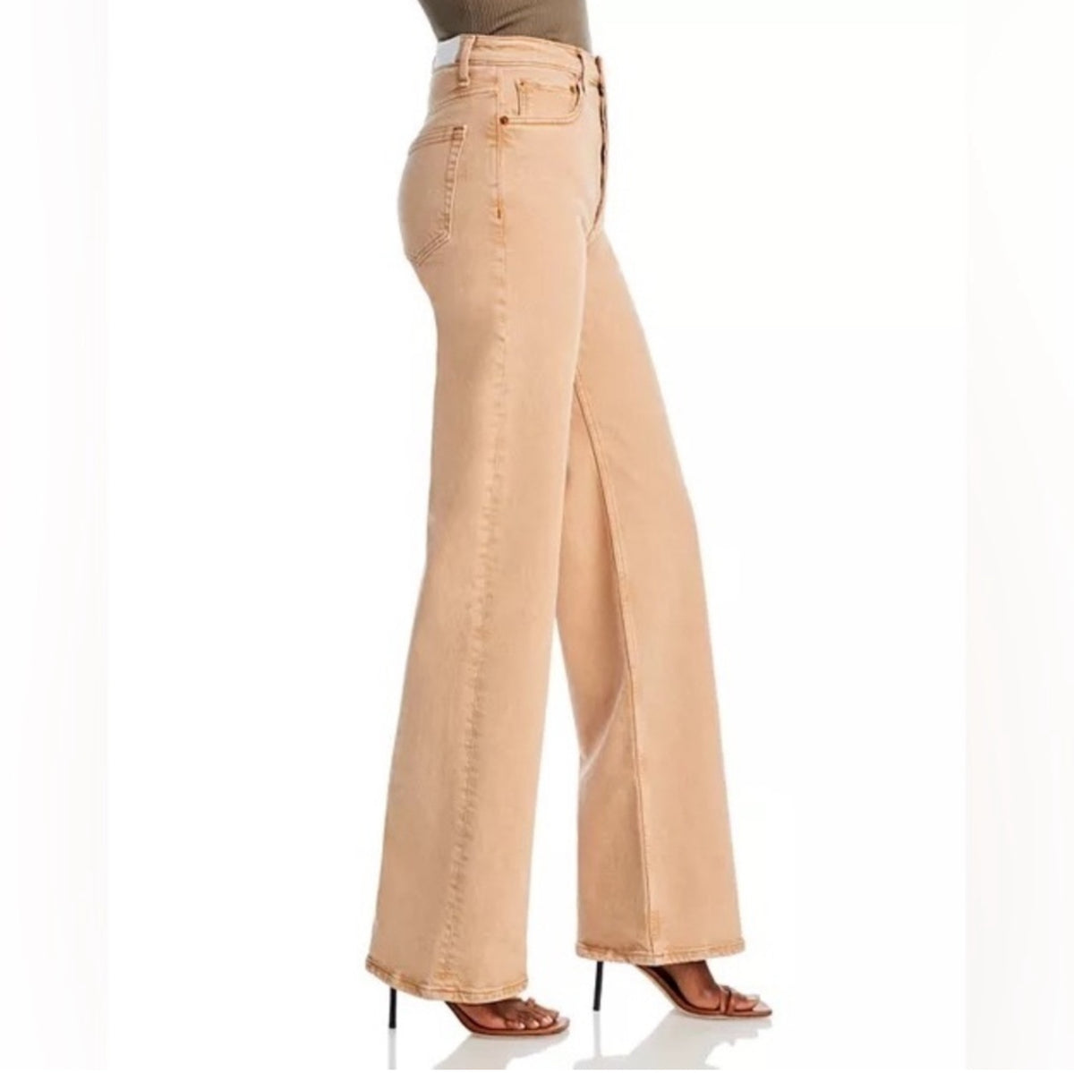 RE/DONE '70s Ultra High Rise
Wide Leg Jeans in Washed Khaki Sz 26