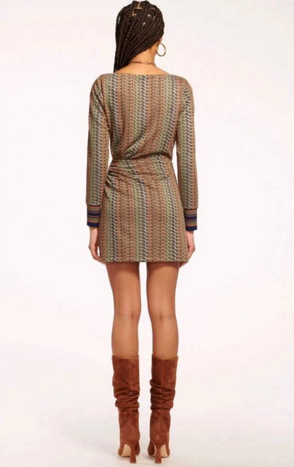 Ramy Brook Wheeler Dress Dark Moss Geometric Metallic Stripe Sz 4 NWT $395