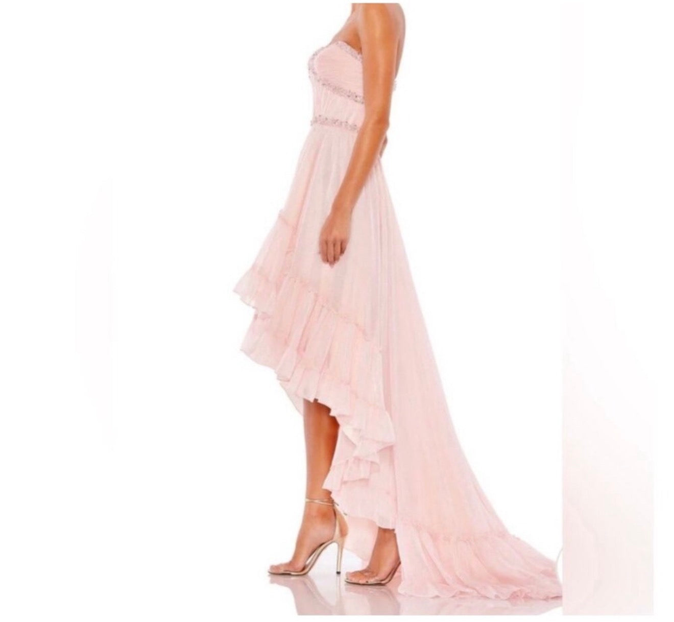 Mac Duggal 68096 Pink Strapless High Low Gown Sz 6 $498